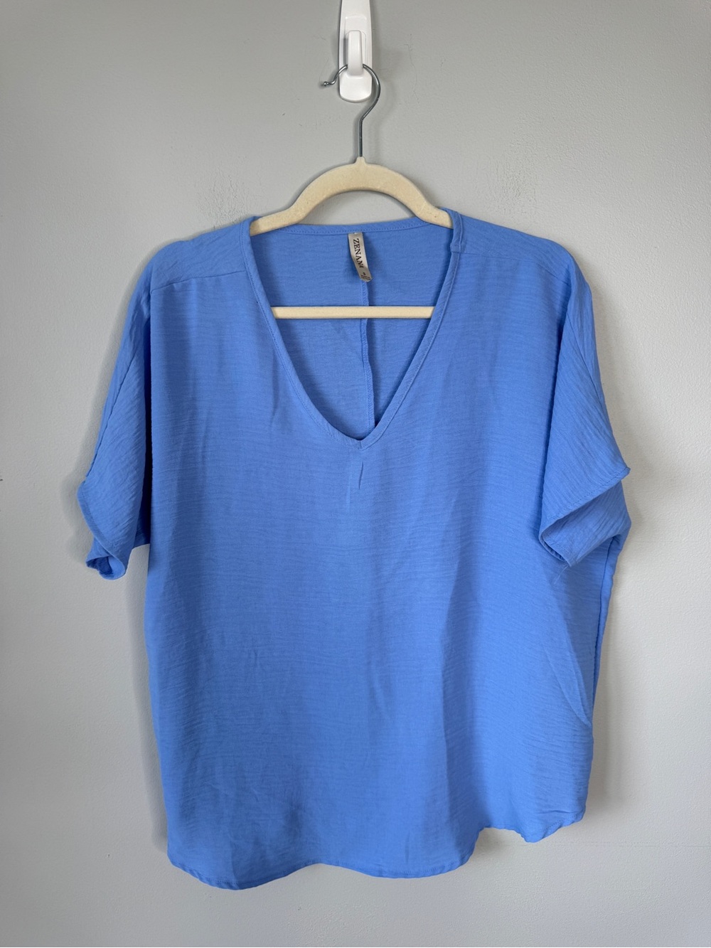 Zenana Outfitters Periwinkle V-Neck Short Sleeve Top
